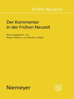 cover image of Der Kommentar in der Frühen Neuzeit